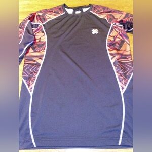 Fixgear Technical Long Sleeve Compression Shirt Black And Red Geometric Size XL